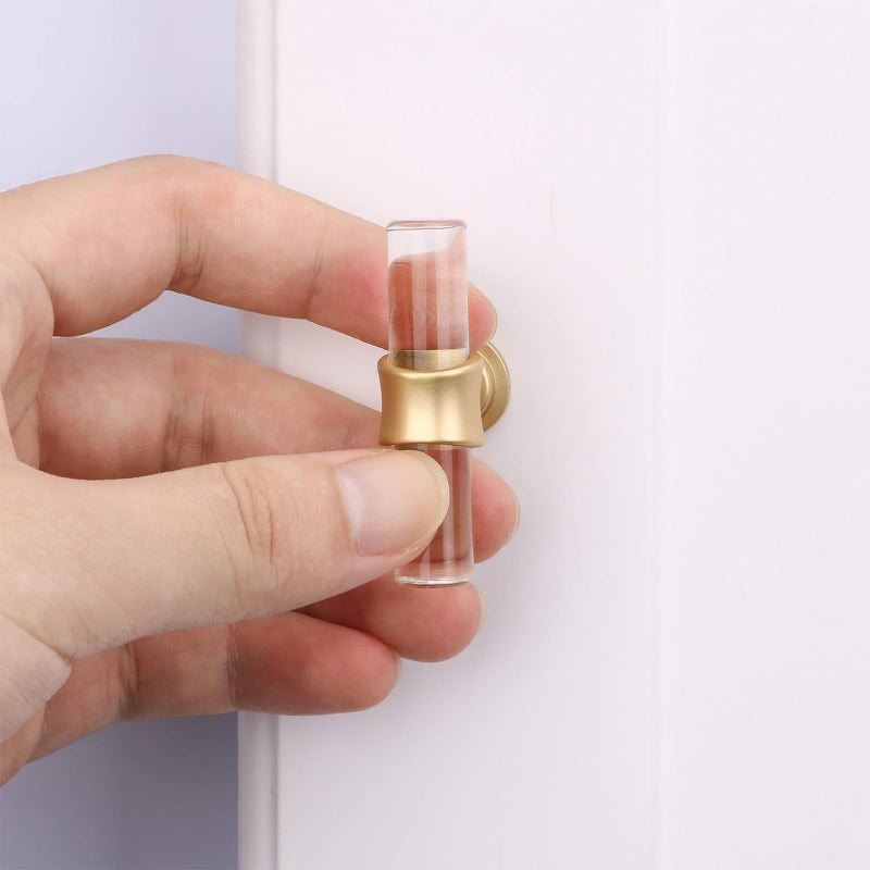LONTAN 12 Pack Acrylic Kitchen Cabinet Knobs Gold Drawer Knobs Modern T Bar Clear Cabinet Door Handles White Kitchen Hardware for Dresser Bathroom,Zinc Alloy Base - Image 3